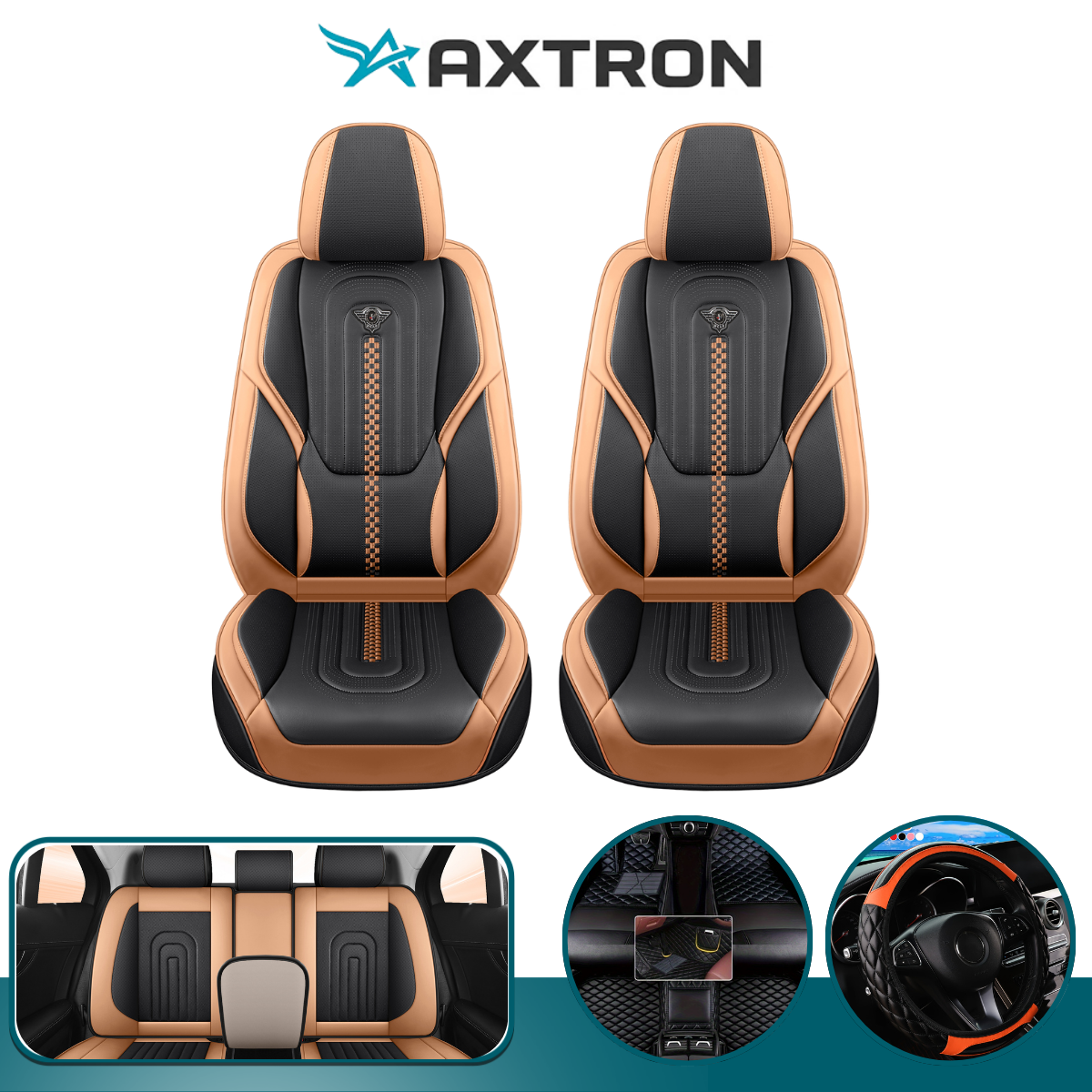 Funda de Auto Universal Dominus en Cuero Legítimo con Airbag +REGALOS: Alfombras de Cuero y Funda de Volante