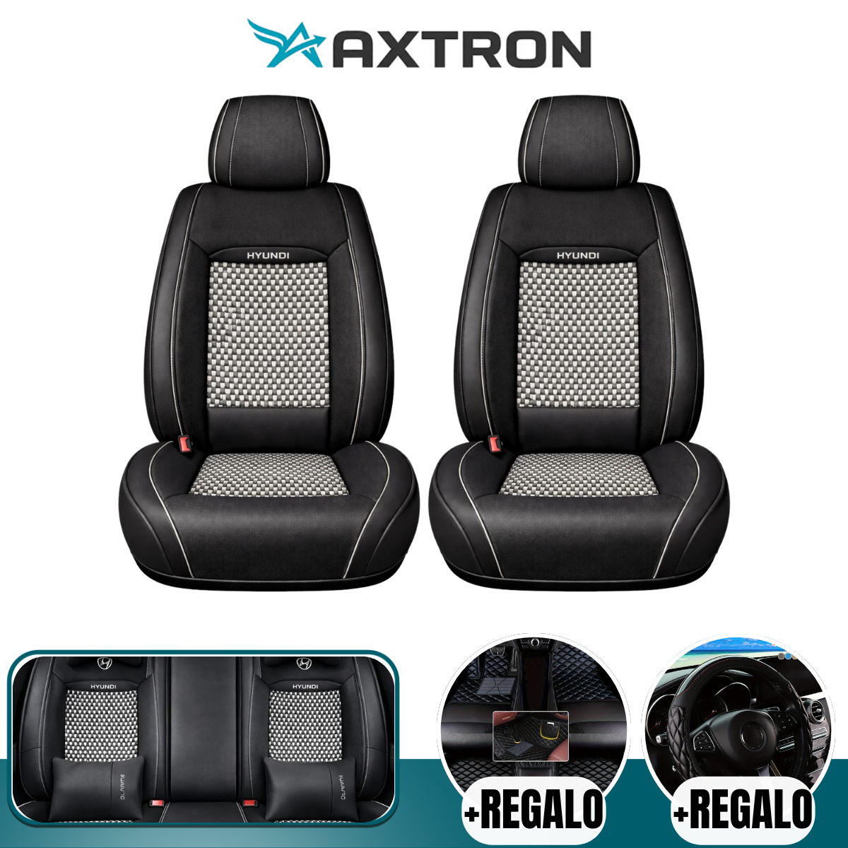 Funda Universal para Auto OverDrive en Cuero Legítimo con AirBag + REGALOS: Alfombra de Cuero y Funda para Volante